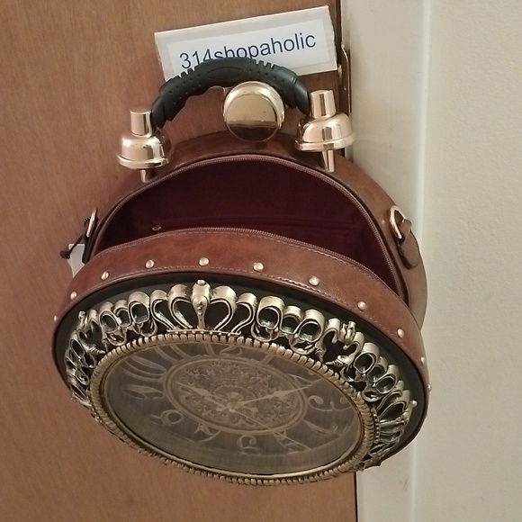 Brown / Gold Fully Functional Clock Purse (With Detachable Strap) - Picture 8 of 9